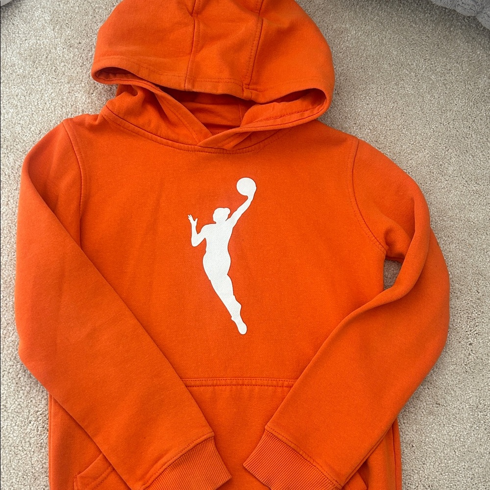 WBNA logo Orange Hoodie with Basketball Silhouette